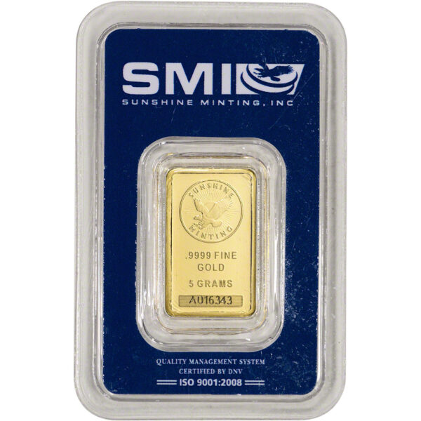 5 Gram Sunshine Gold Bar For Sale