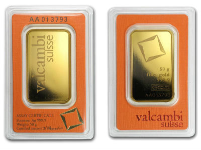 50 Gram Valcambi Gold Bar For Sale