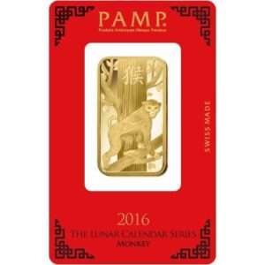 1 oz PAMP Suisse Lunar Monkey Gold Bar (New w/ Assay)