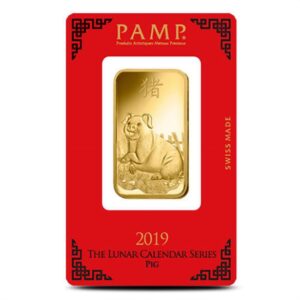 1 oz PAMP Suisse Lunar Pig Gold Bar (New w/ Assay)