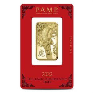 1 oz PAMP Suisse Lunar Tiger Gold Bar (New w/ Assay)