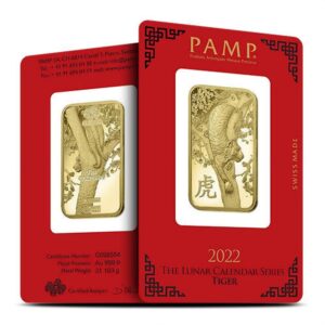 1 oz PAMP Suisse Lunar Tiger Gold Bar (New w/ Assay)