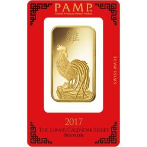 100 Gram PAMP Suisse Lunar Rooster Gold Bar (New w/ Assay)