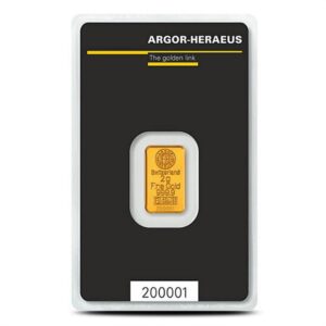 2 Gram Argor Heraeus Kinebar Gold Bar (New w/ Assay)